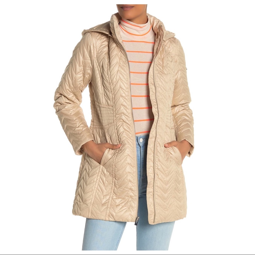 NEW Via Spiga Stone Zigzag Quilted Jacket